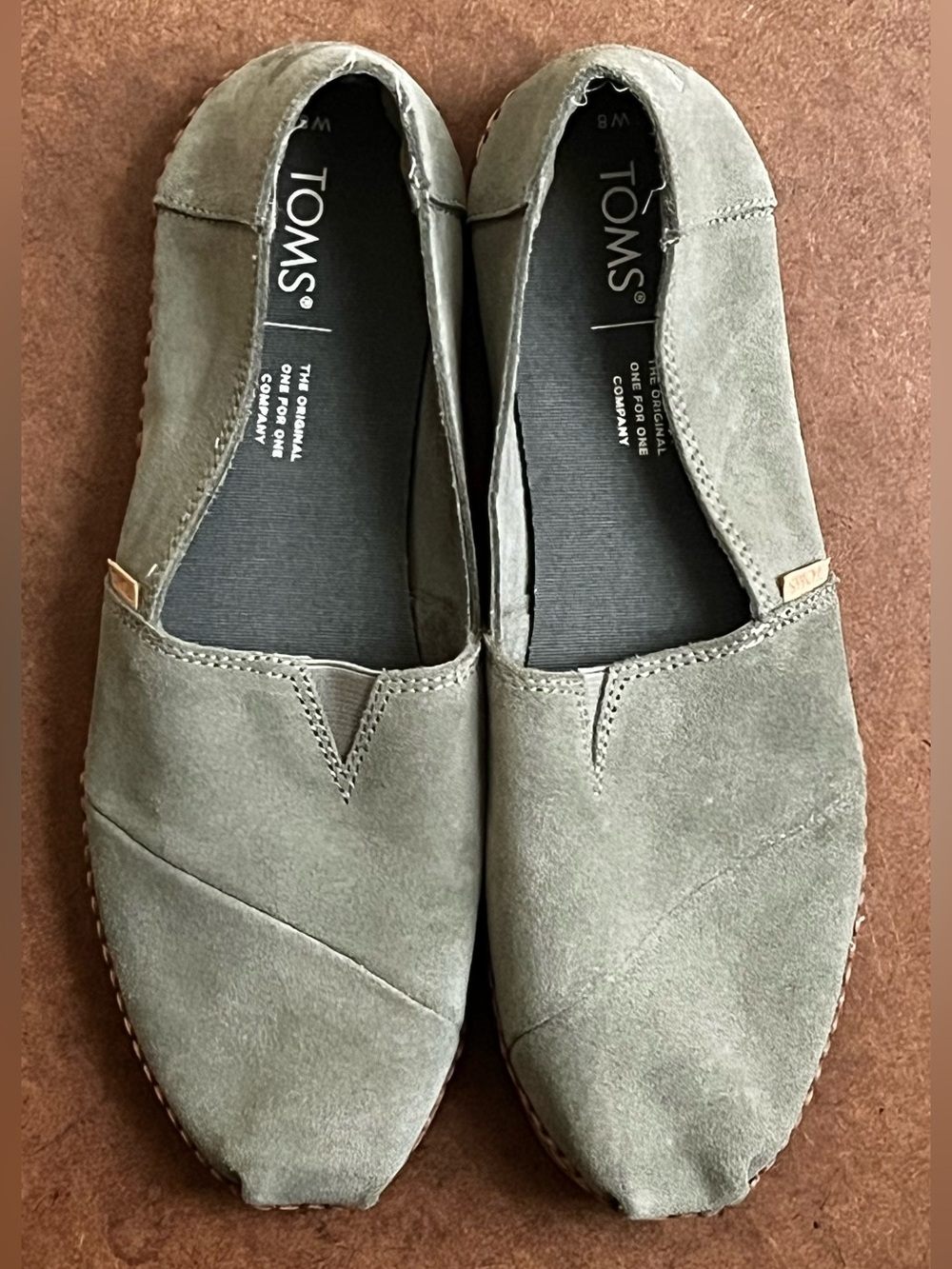TOMS Women’s Alpargata leather wrapped Suede Slip-On Loafers in Olive NWOB